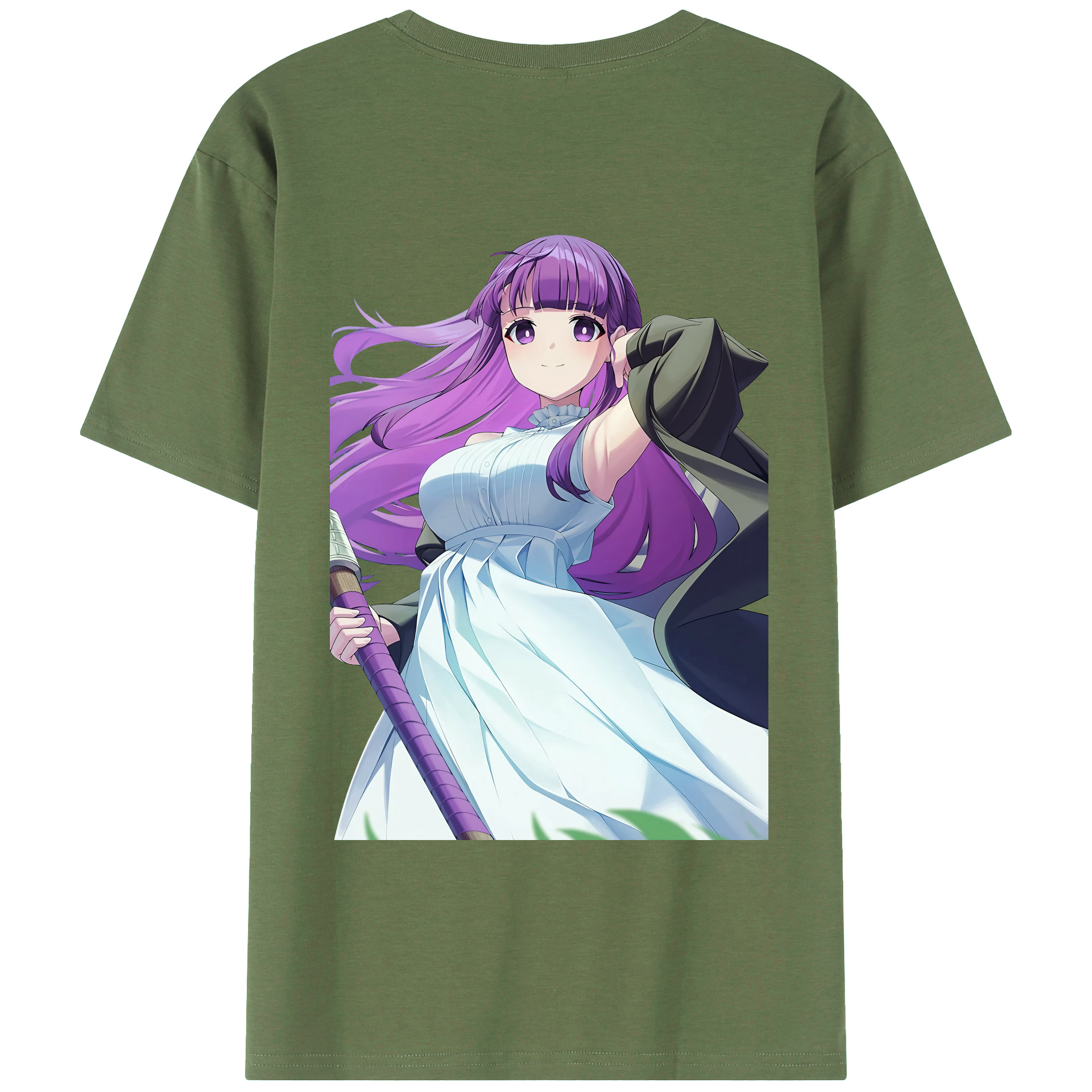 （画像用） 葬送のフリーレン Frieren 綿100％ メンズ半袖Tシャツ（バックプリント） 通気性